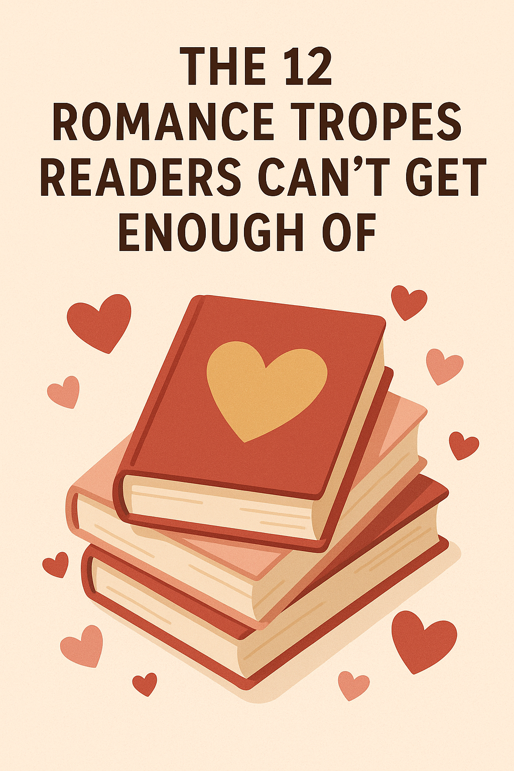 Cozy stack of romance novels representing popular tropes